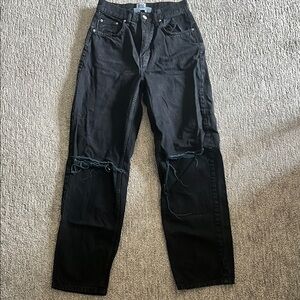 Urban Outfitters Black Distressed Straight Jeans